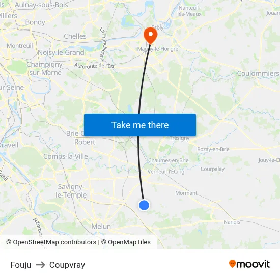 Fouju to Coupvray map