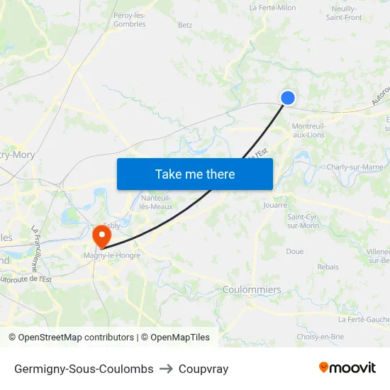 Germigny-Sous-Coulombs to Coupvray map