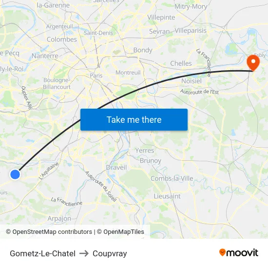 Gometz-Le-Chatel to Coupvray map