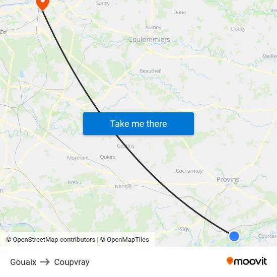 Gouaix to Coupvray map