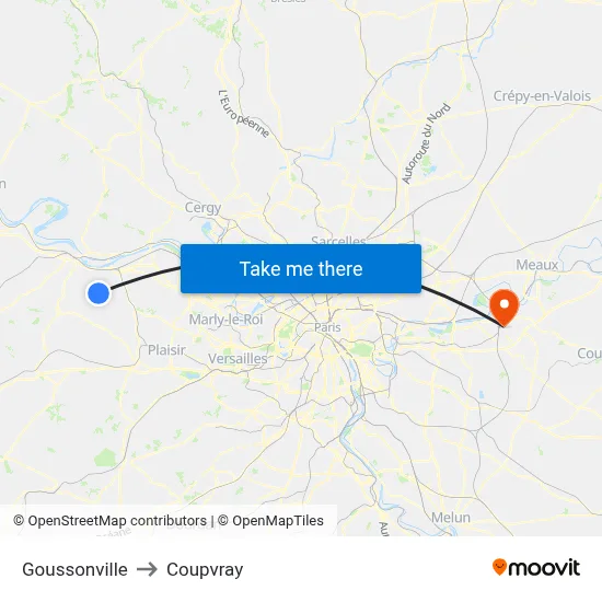 Goussonville to Coupvray map