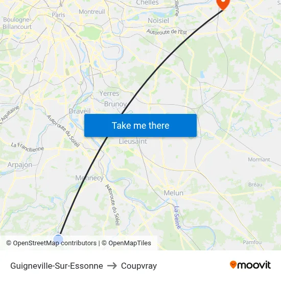 Guigneville-Sur-Essonne to Coupvray map
