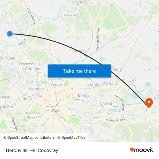 Herouville to Coupvray map