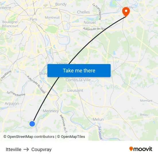 Itteville to Coupvray map