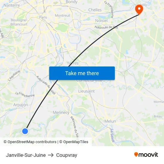 Janville-Sur-Juine to Coupvray map