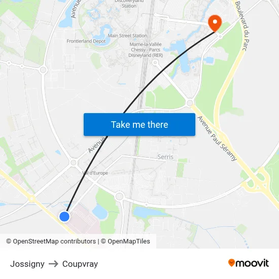 Jossigny to Coupvray map