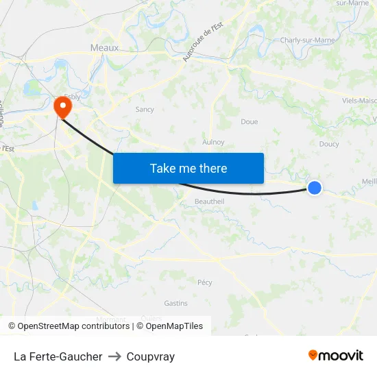 La Ferte-Gaucher to Coupvray map