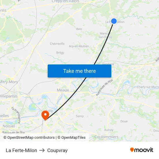 La Ferte-Milon to Coupvray map