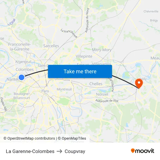 La Garenne-Colombes to Coupvray map