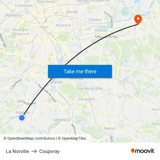 La Norville to Coupvray map