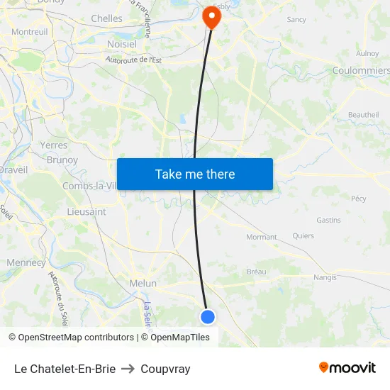 Le Chatelet-En-Brie to Coupvray map