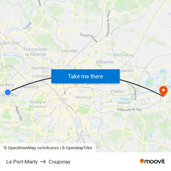 Le Port-Marly to Coupvray map