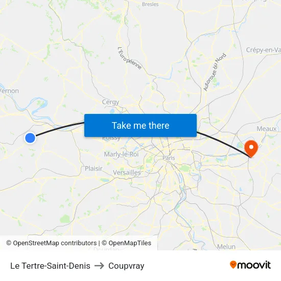 Le Tertre-Saint-Denis to Coupvray map