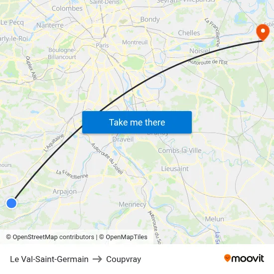 Le Val-Saint-Germain to Coupvray map