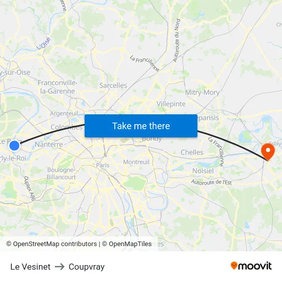 Le Vesinet to Coupvray map