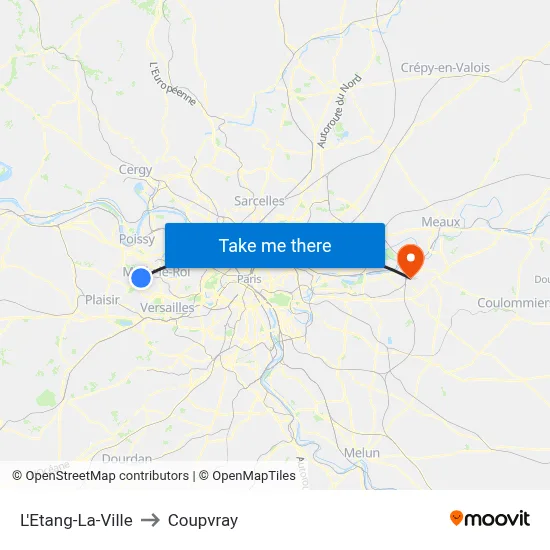 L'Etang-La-Ville to Coupvray map