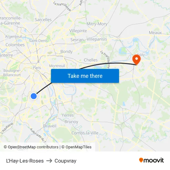 L'Hay-Les-Roses to Coupvray map