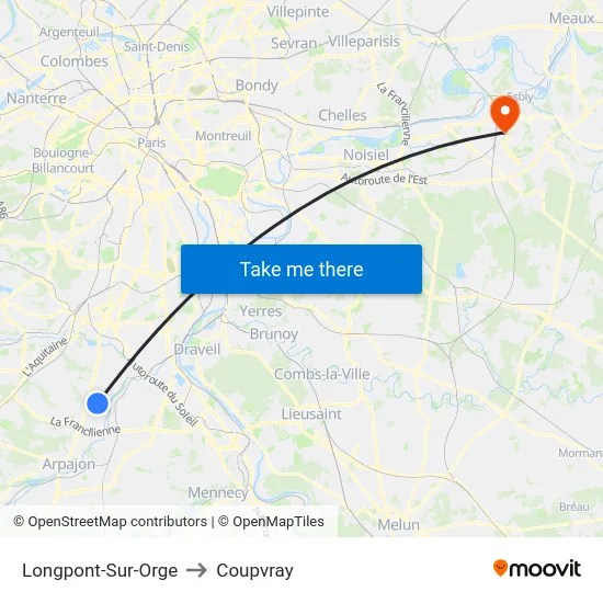 Longpont-Sur-Orge to Coupvray map