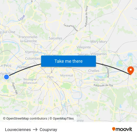 Louveciennes to Coupvray map