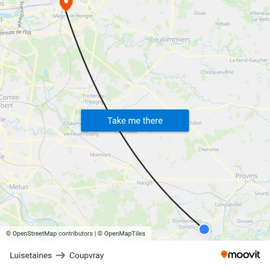 Luisetaines to Coupvray map