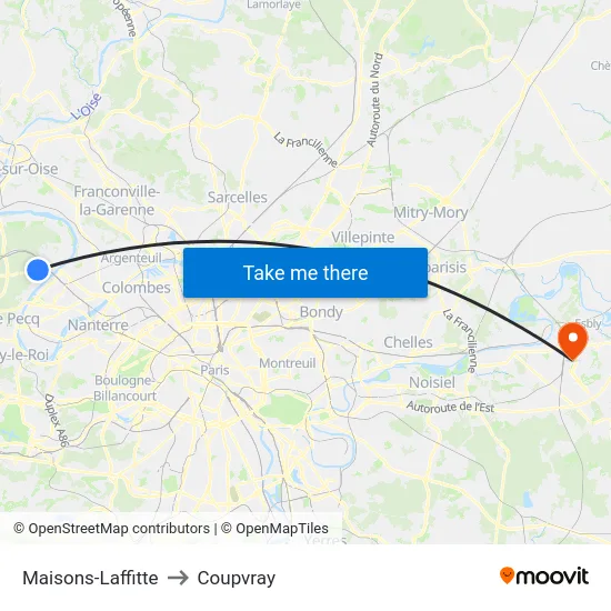 Maisons-Laffitte to Coupvray map