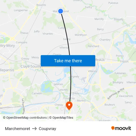Marchemoret to Coupvray map