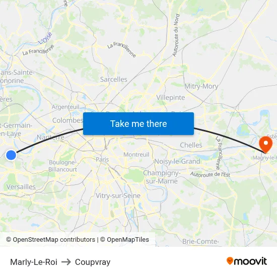 Marly-Le-Roi to Coupvray map