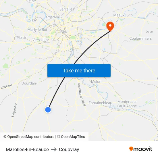 Marolles-En-Beauce to Coupvray map