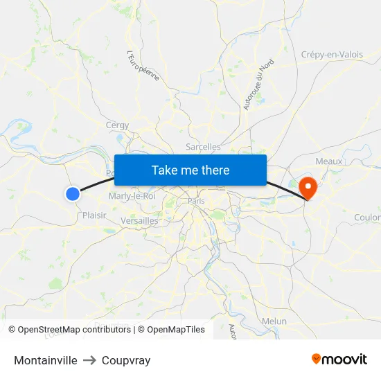 Montainville to Coupvray map
