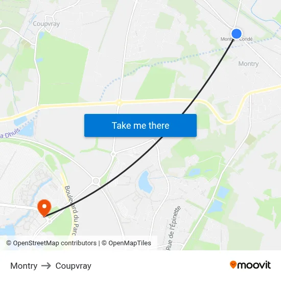 Montry to Coupvray map
