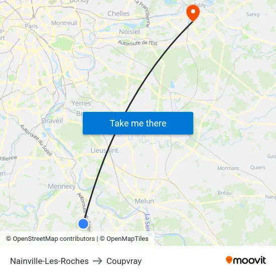 Nainville-Les-Roches to Coupvray map