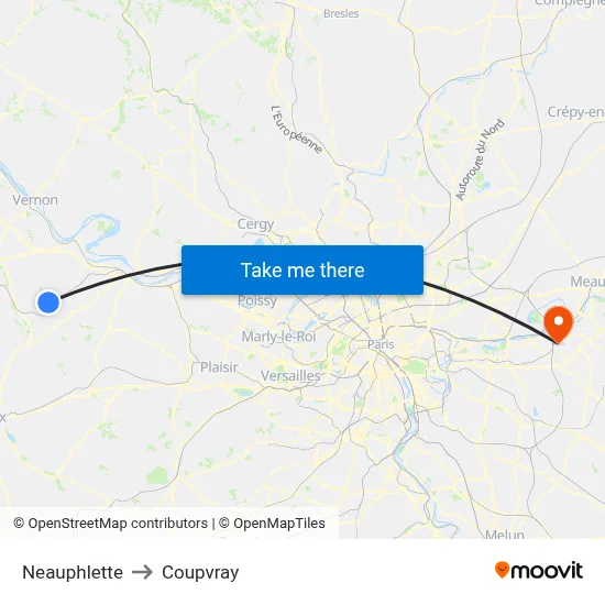 Neauphlette to Coupvray map