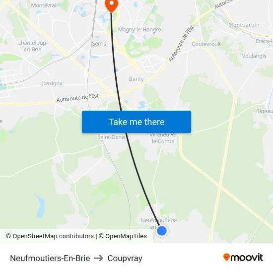 Neufmoutiers-En-Brie to Coupvray map