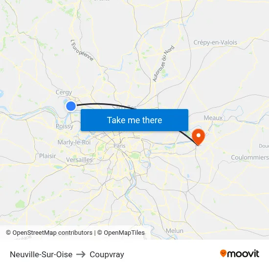 Neuville-Sur-Oise to Coupvray map