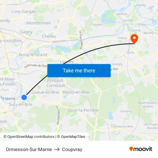 Ormesson-Sur-Marne to Coupvray map