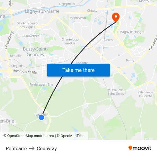 Pontcarre to Coupvray map