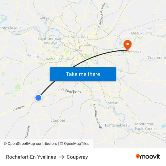 Rochefort-En-Yvelines to Coupvray map
