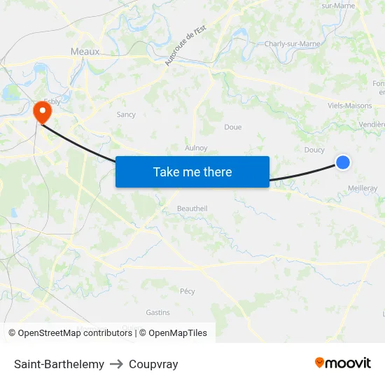 Saint-Barthelemy to Coupvray map