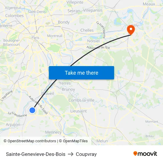 Sainte-Genevieve-Des-Bois to Coupvray map