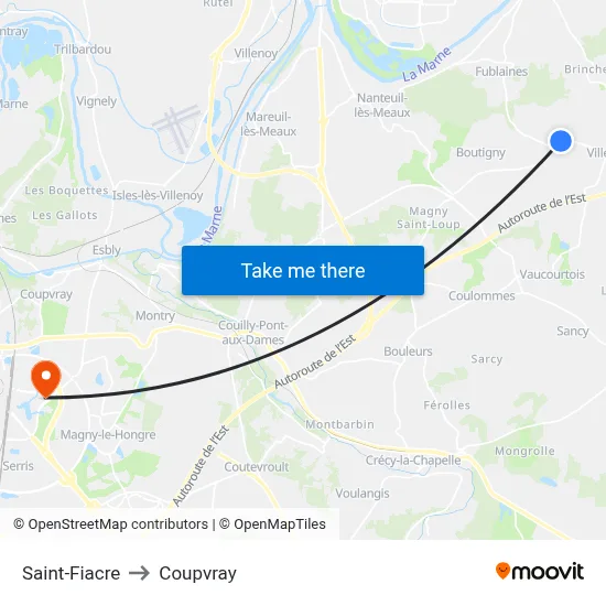 Saint-Fiacre to Coupvray map