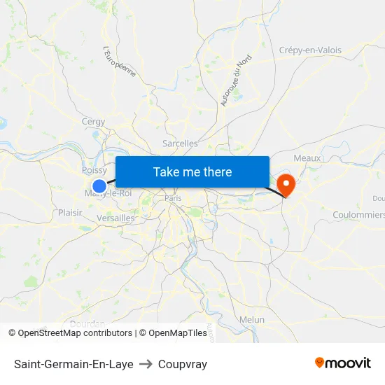 Saint-Germain-En-Laye to Coupvray map