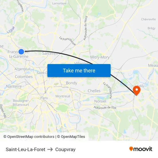 Saint-Leu-La-Foret to Coupvray map