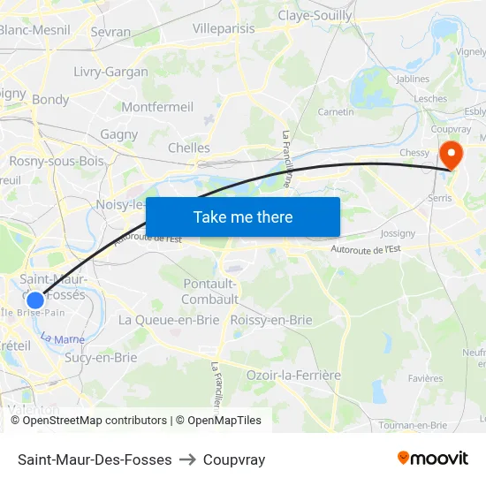 Saint-Maur-Des-Fosses to Coupvray map