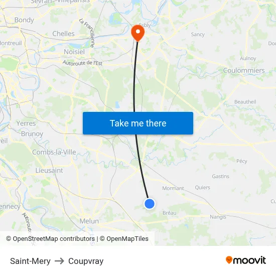 Saint-Mery to Coupvray map