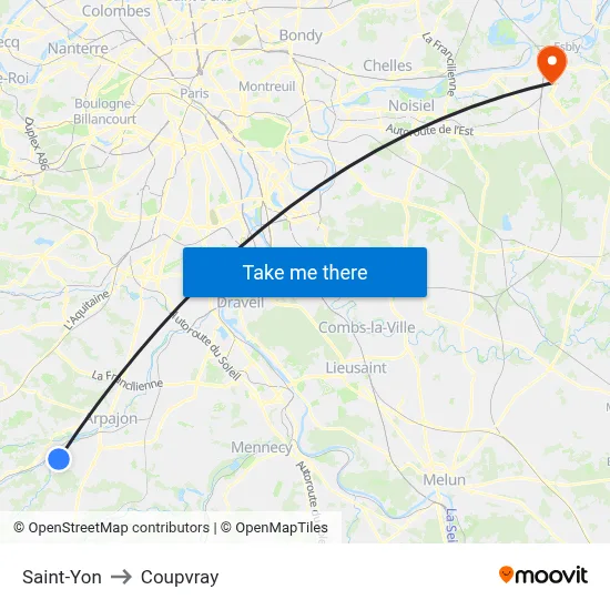Saint-Yon to Coupvray map
