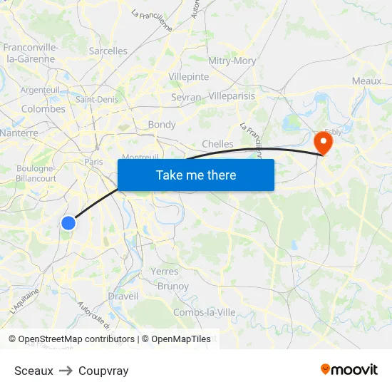 Sceaux to Coupvray map