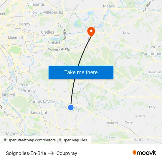 Soignolles-En-Brie to Coupvray map