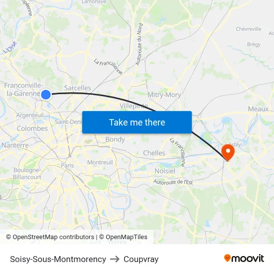 Soisy-Sous-Montmorency to Coupvray map