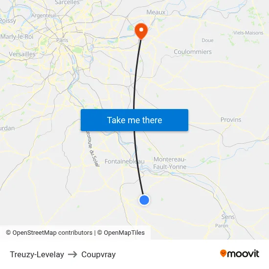 Treuzy-Levelay to Coupvray map
