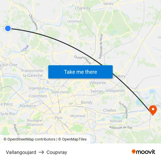 Vallangoujard to Coupvray map
